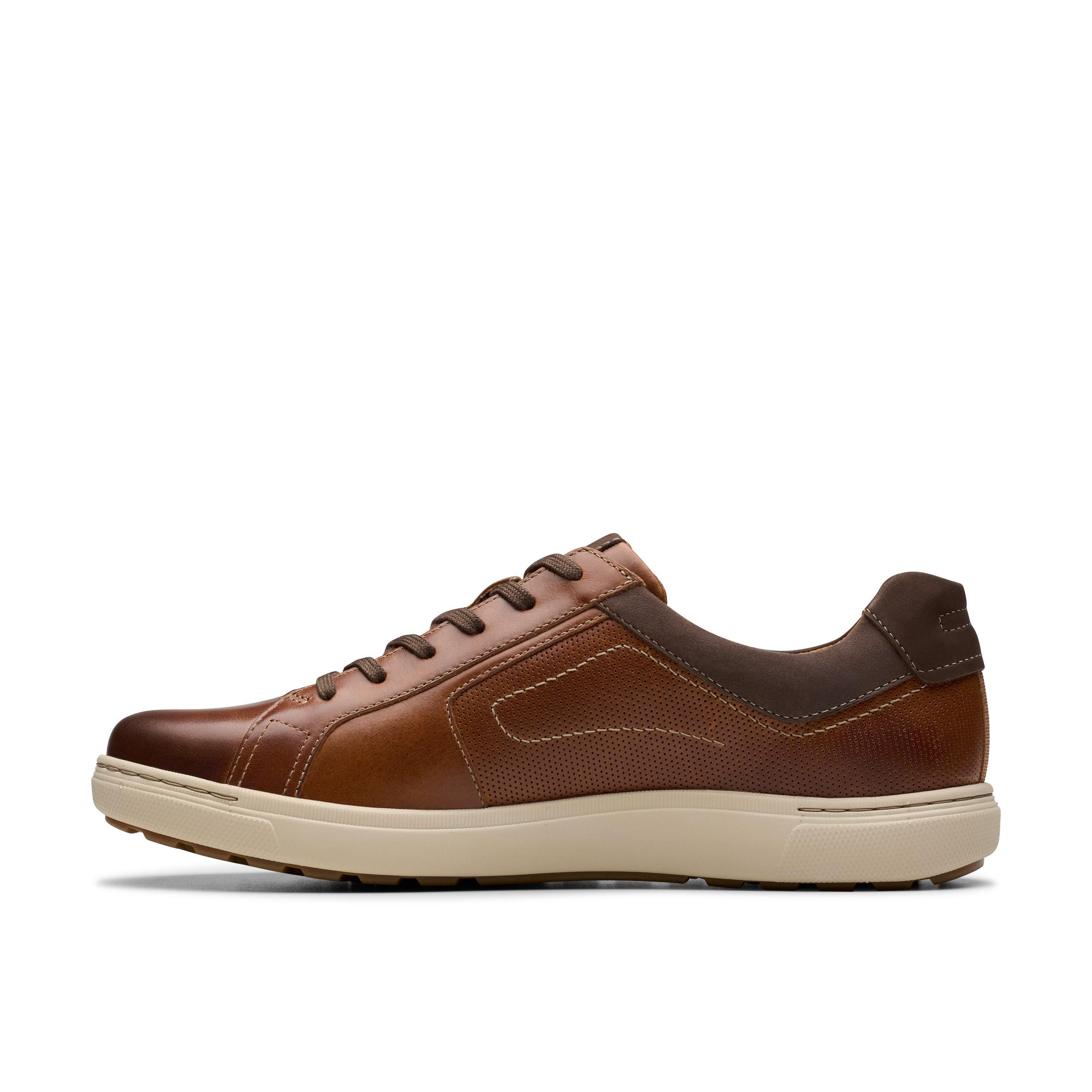 Clarks Mapstone Lace Tan Leather Trainers,Lace Up