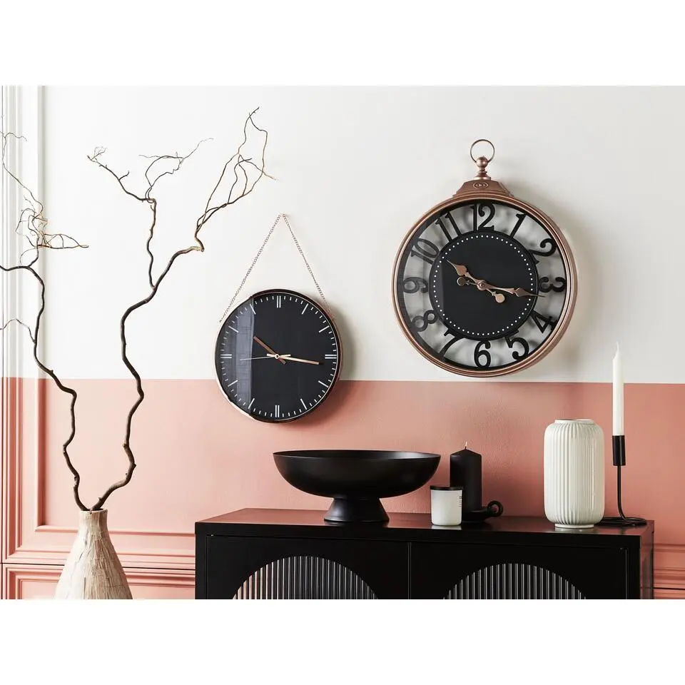 BEZAS - Wandklok - Zwart - Synthetisch materiaal