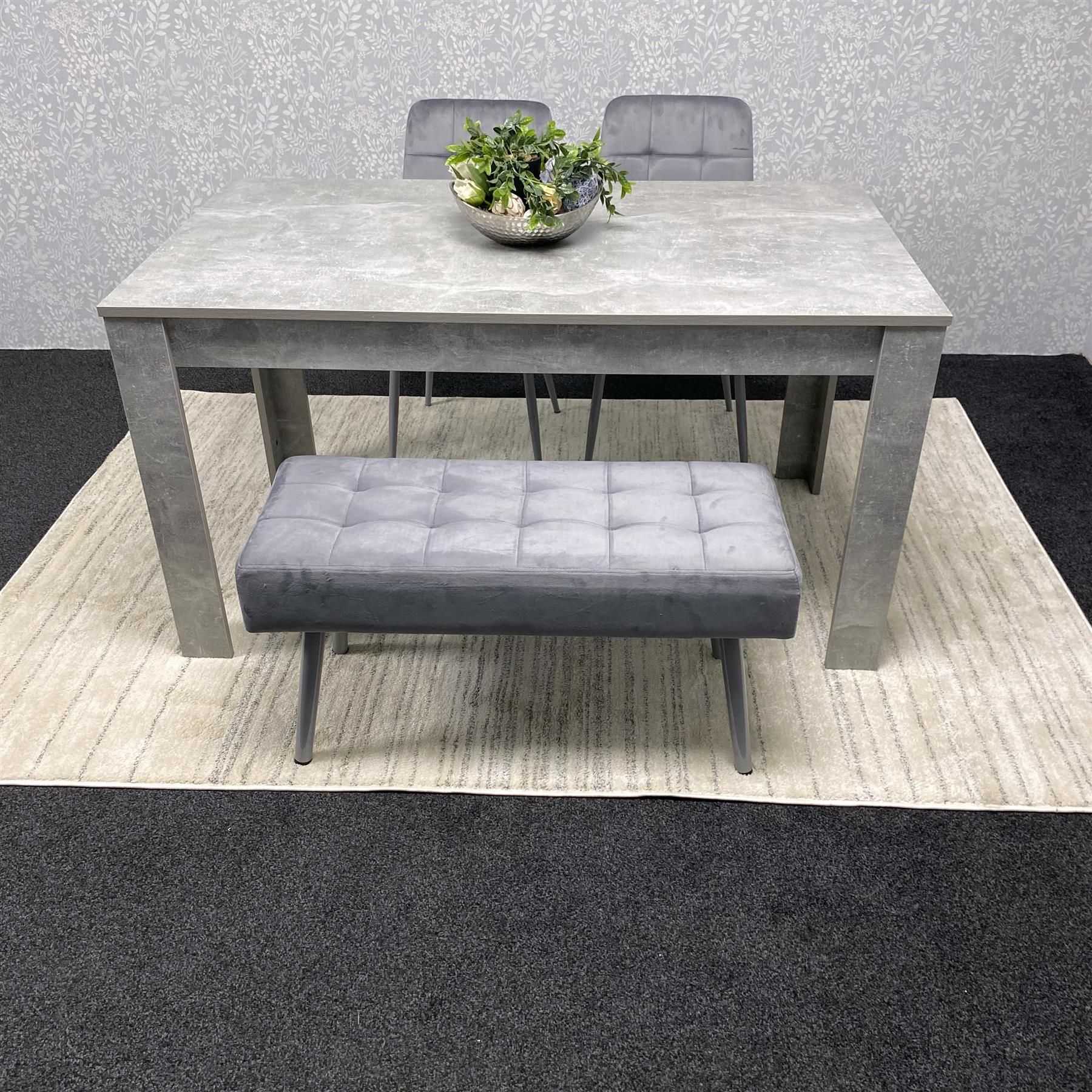 KOSY KOALA Grey Wooden Dining Table Set with 2 Chairs and 1 Bench, Room Furniture