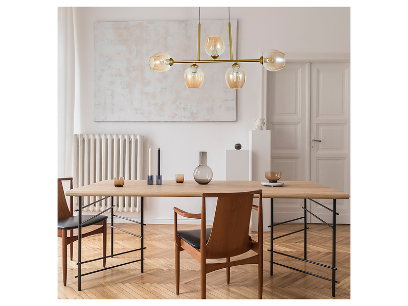 Lampa wisząca Liza 5-punktowa stalowa złota