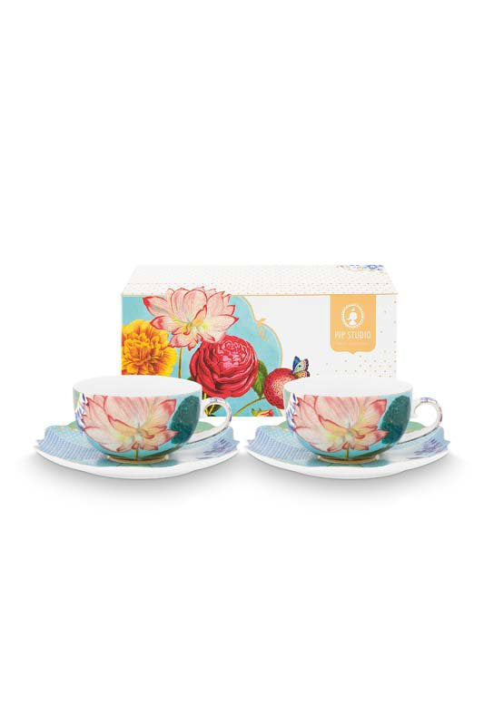 Pip Studio Kop en Schotel - Royal - Veelkleurig - 250ml - Set van 2