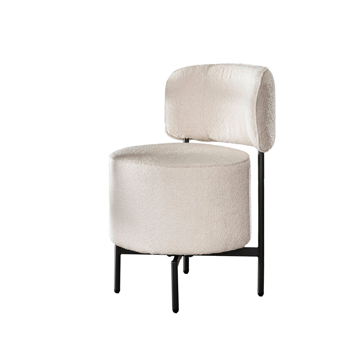 Giga Meubel Eetkamerstoel Cocktail - Wit Bouclé - Draaibaar - Set van 2