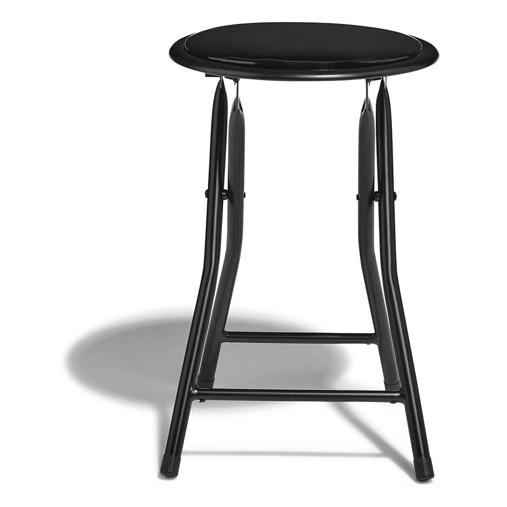 Tabouret pliant Aiden métal et pvc Noir L.30 x P.35 x H.45 cm