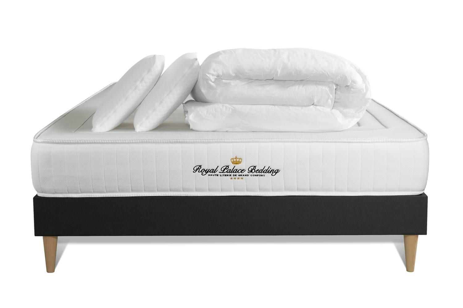 NOTTINGHAM - Pack matelas sommier kit 180x200 oreiller couette