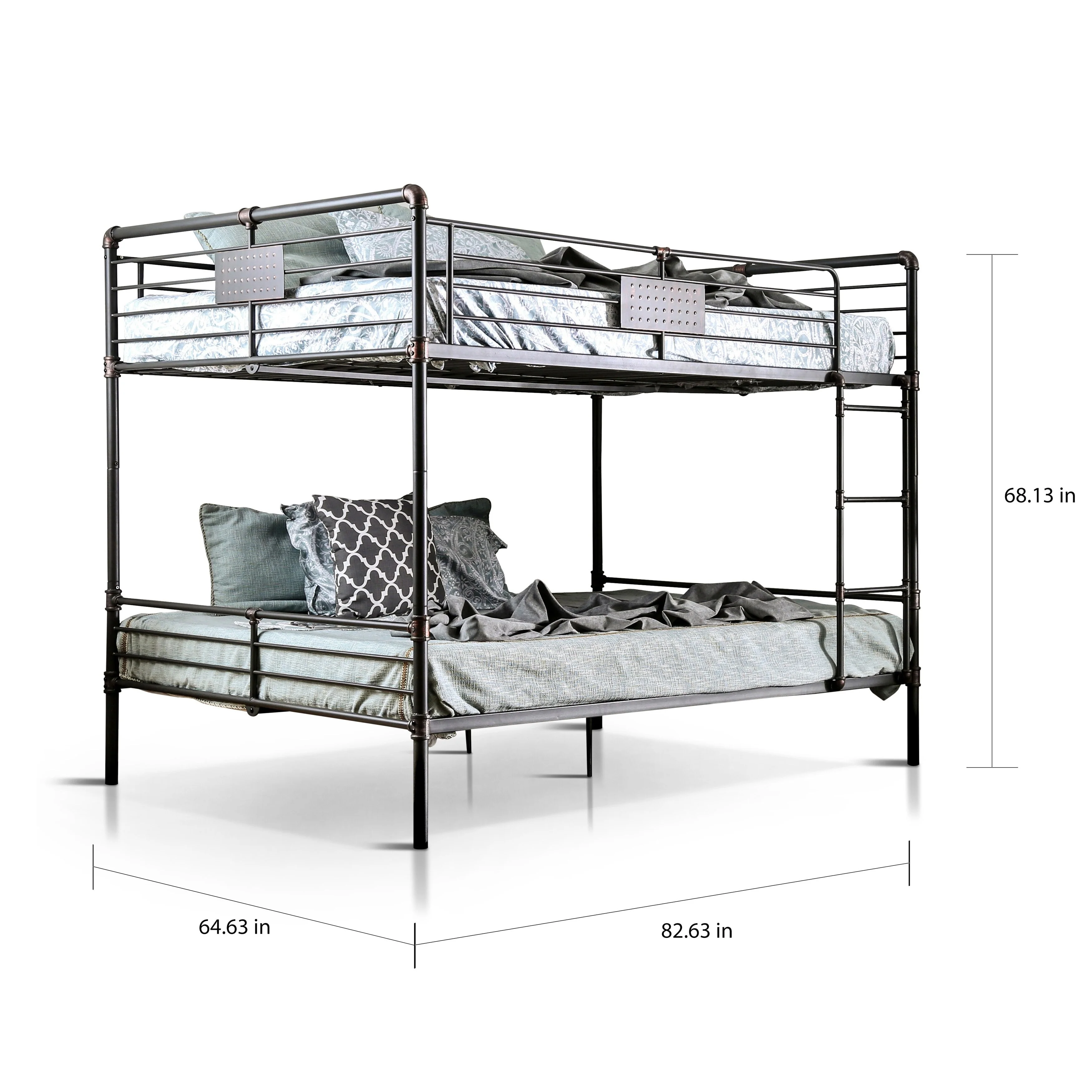 Wini Industrial Black Queen over Queen Metal Bunk Bed by Furniture of America