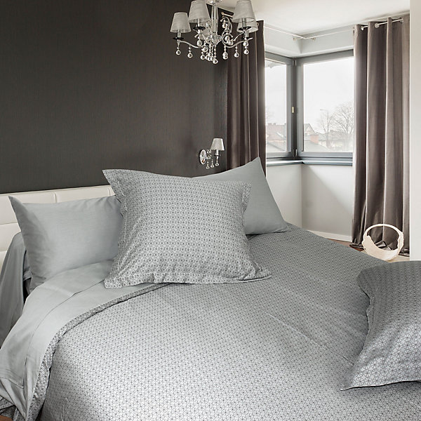 Housse de couette 240x220 cm Satin de coton ETOILE Gris clair