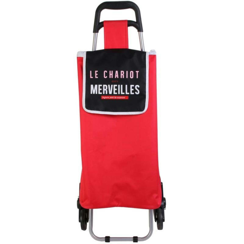 - Chariot shopping en polyester 6 roues rouge