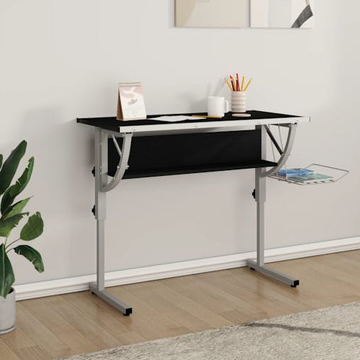 NNEVL Craft Desk Black and Grey 110x53x(58-87) cm Engineered Wood and Steel