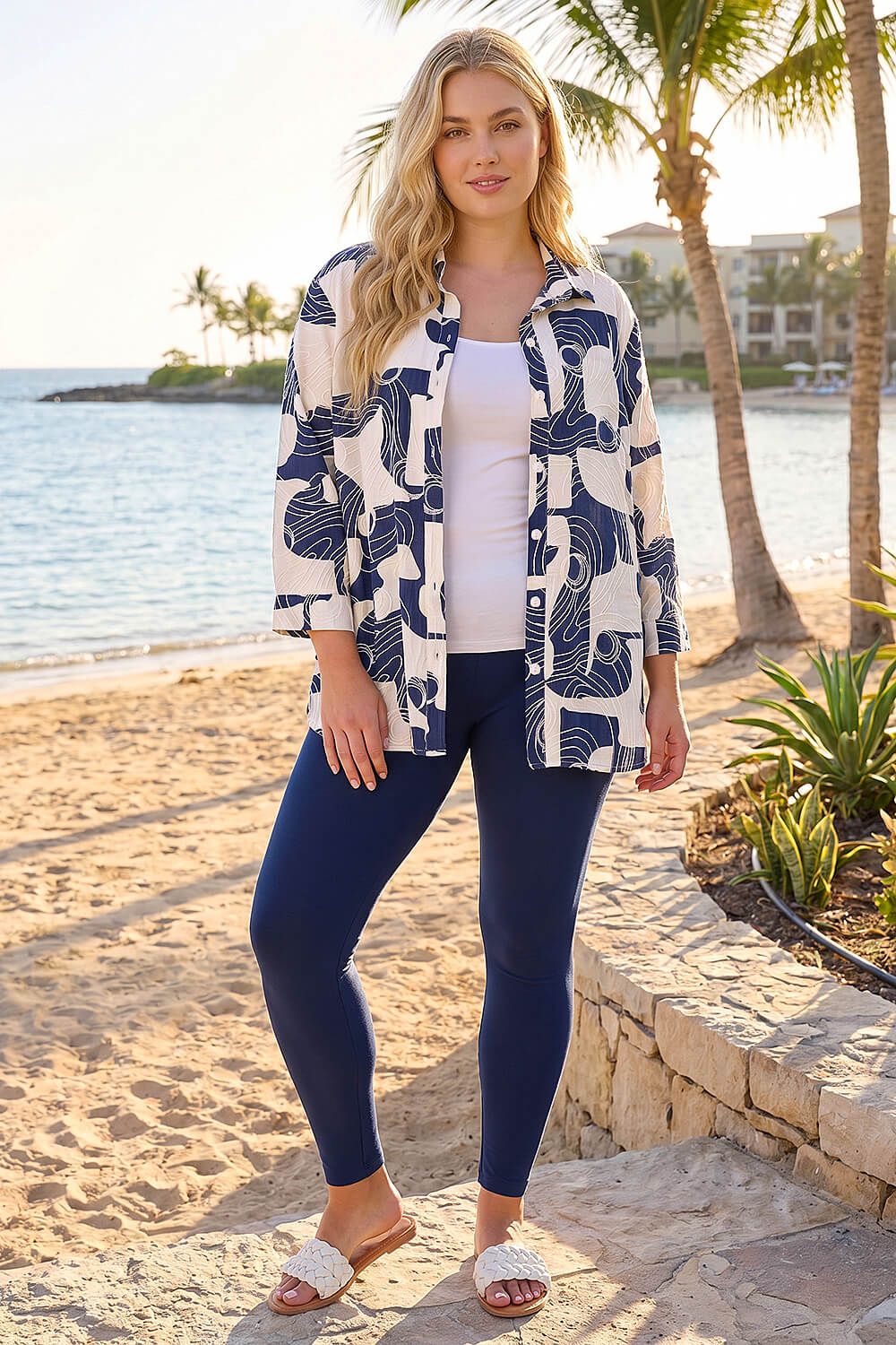 Roman Curve Textured Geometric Shirt