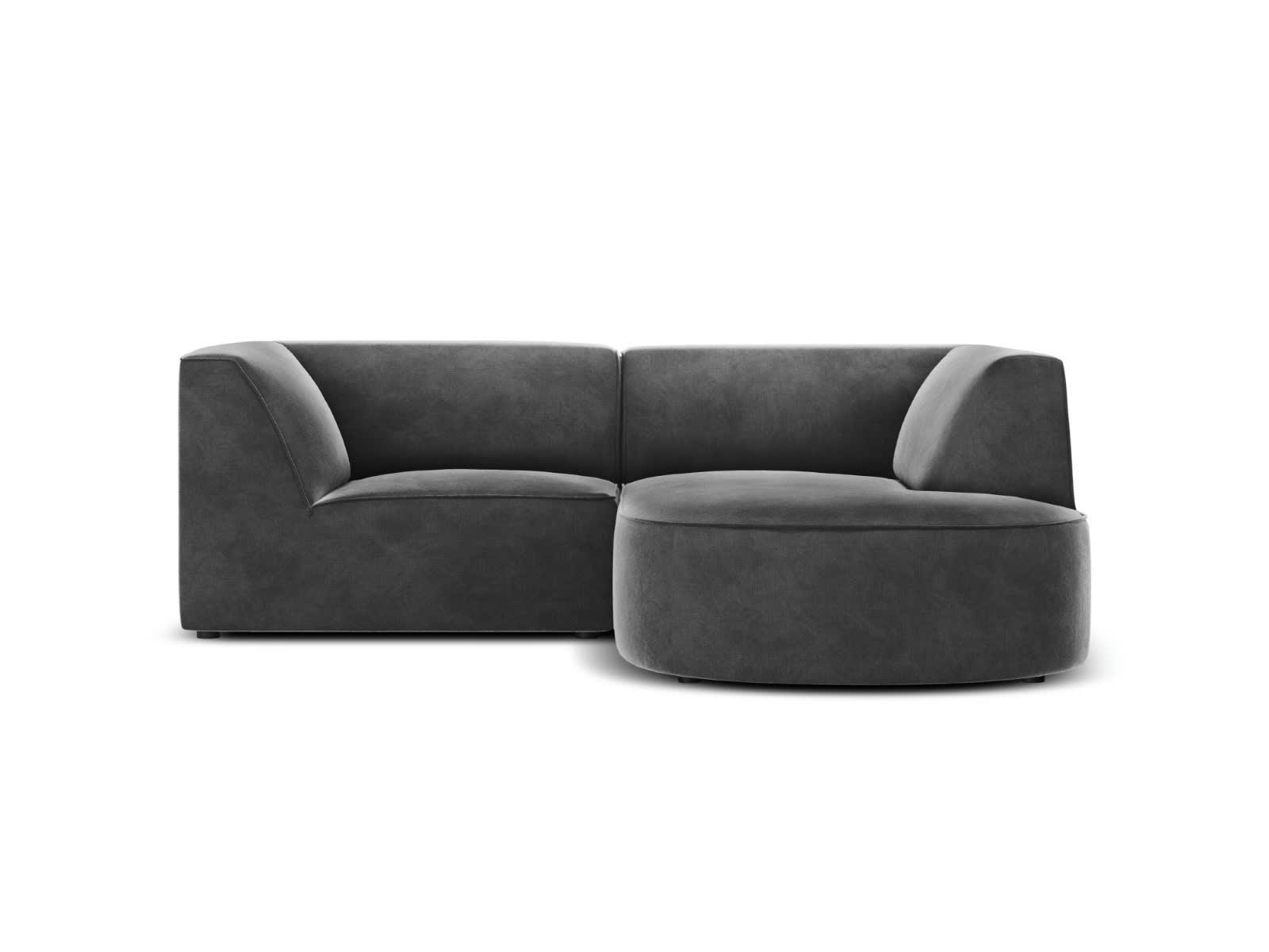 CHARLES - Canapé D'Angle Droit 3 places en Velours Gris Foncé