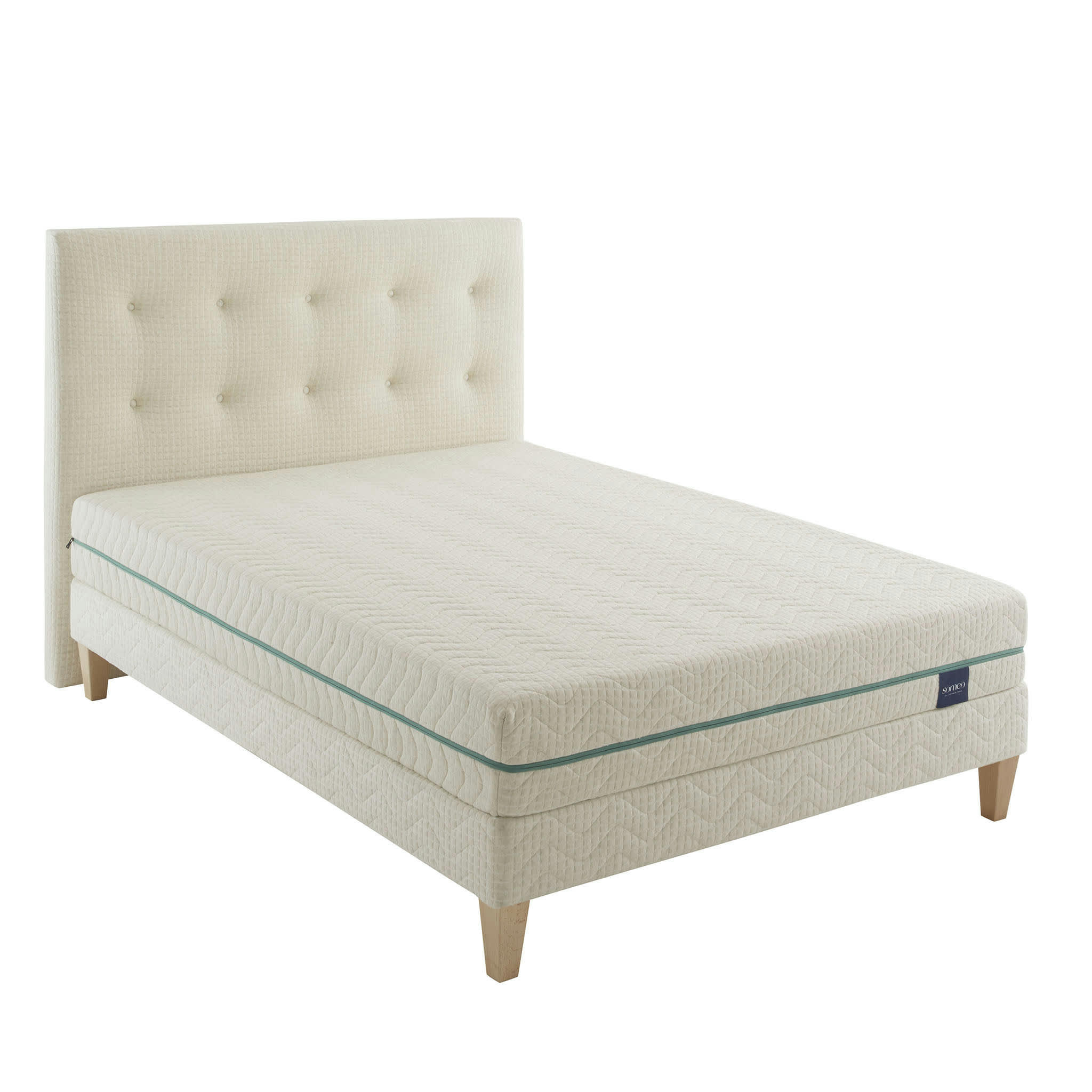 AUBE 700 - Ensemble matelas naturel latex, sommier, pieds et tête de lit 140x190