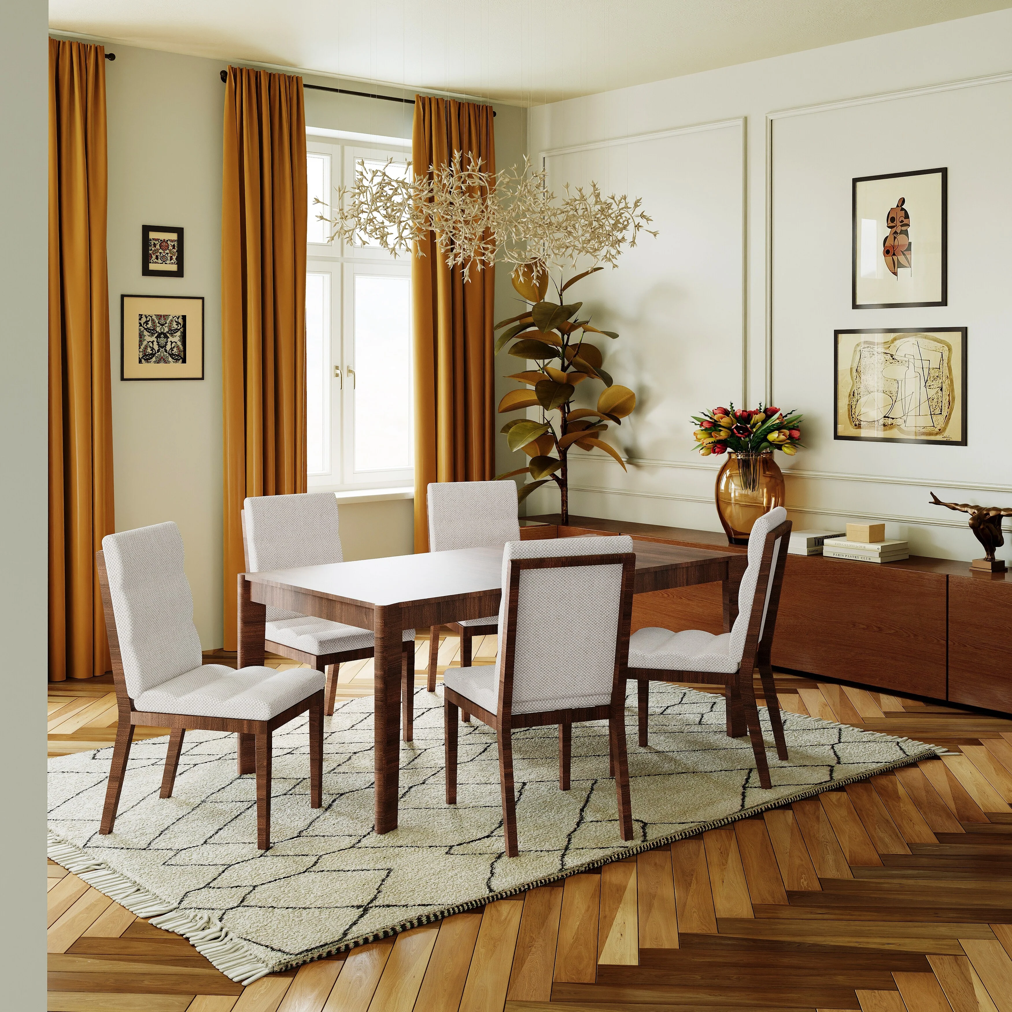 Tufted Upholstery Modern Dining Chairs Set of 2 - Sleek Comfort for Every Space