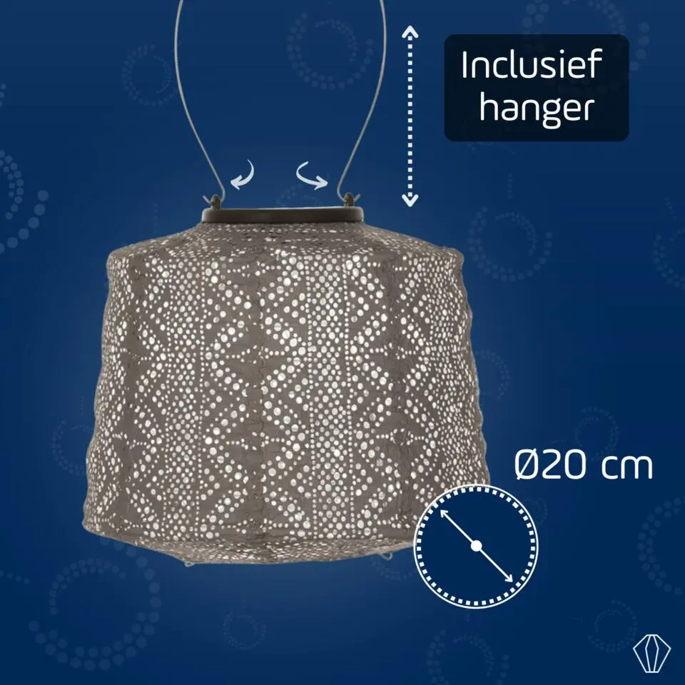 LUMIZ Solar Lampion Lace Lamp - 20 cm - Taupe