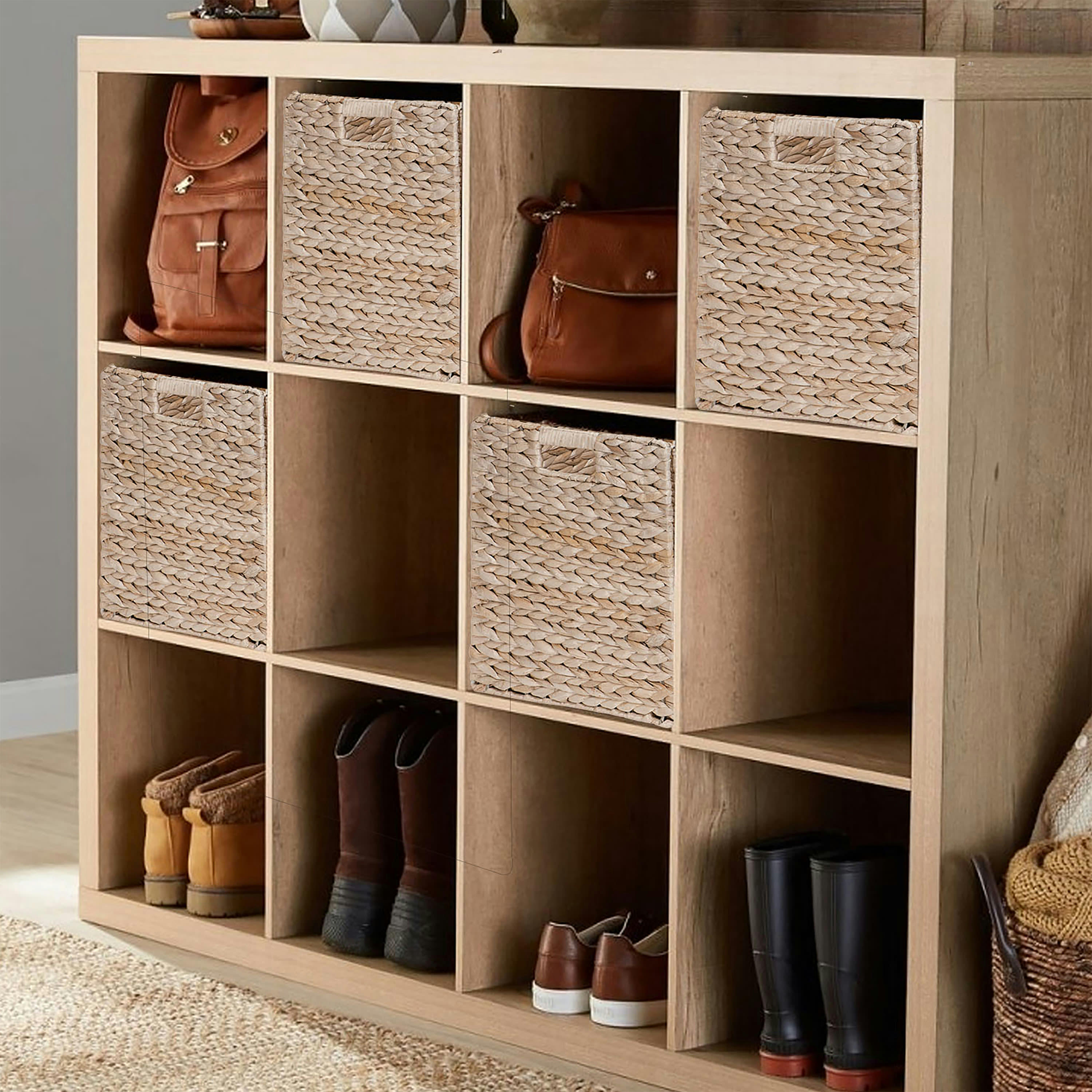 - Lot de 2 paniers de rangement pliables en jonc de mer 31x31x31cm