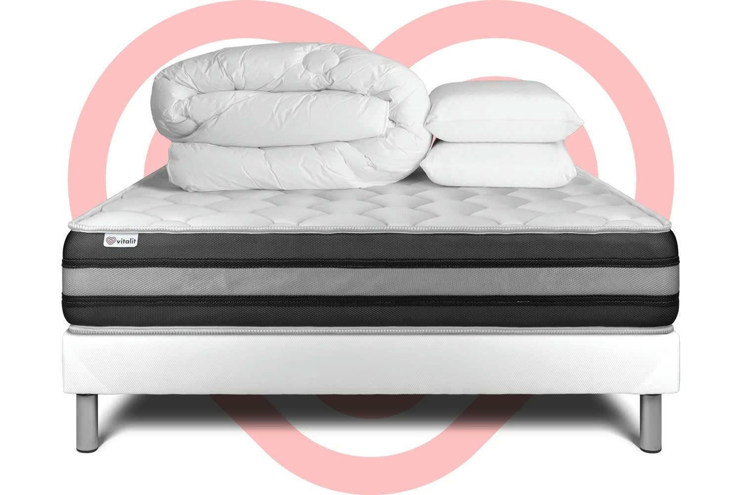 VITALSPRING ZEN - Pack Ressorts  et Mémoire de forme[ 160x200cm kit Blanc