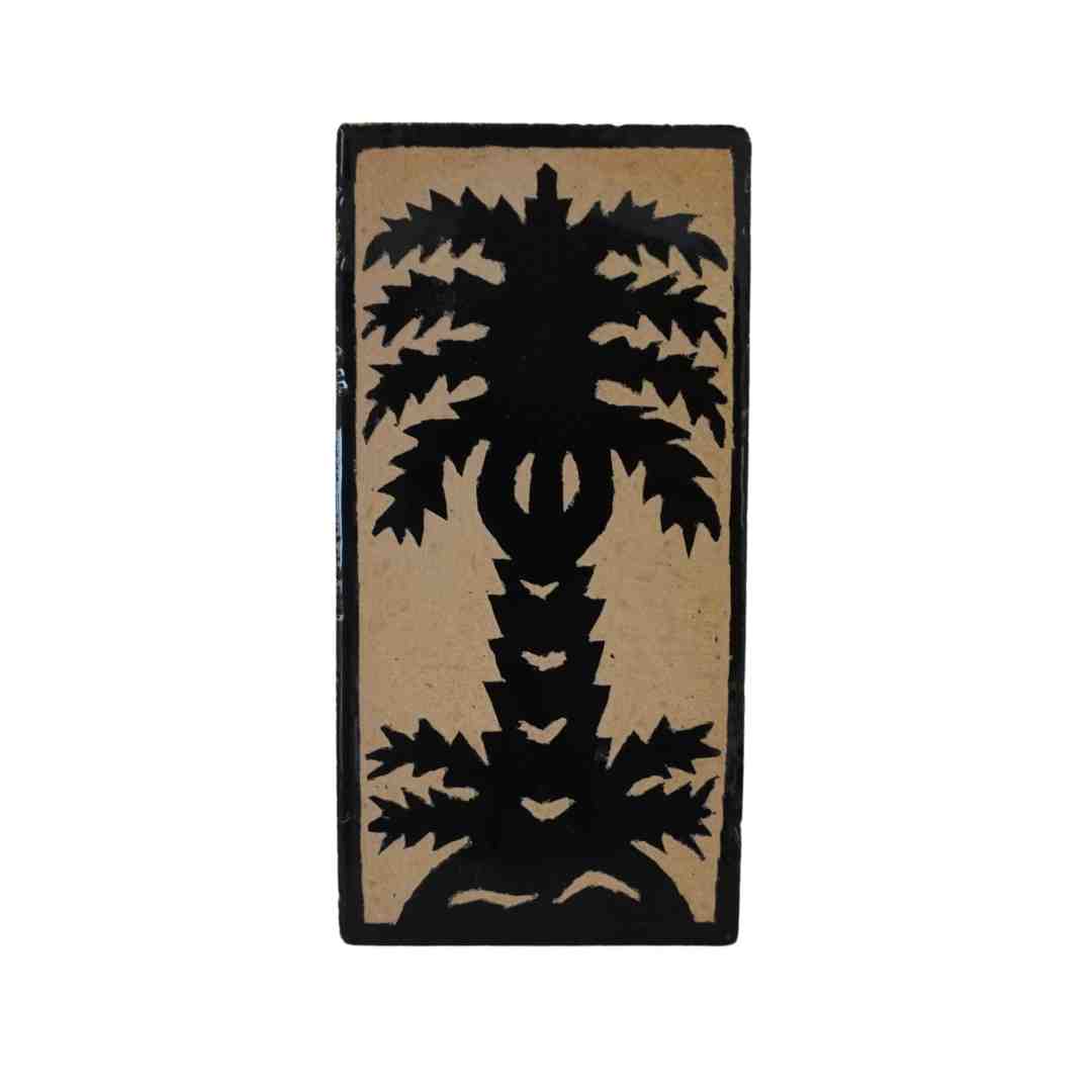 NOA MAY Zellige tegel Palmtree - zwart - keramiek - wanddecoratie - 20 x 10 x 2 cm