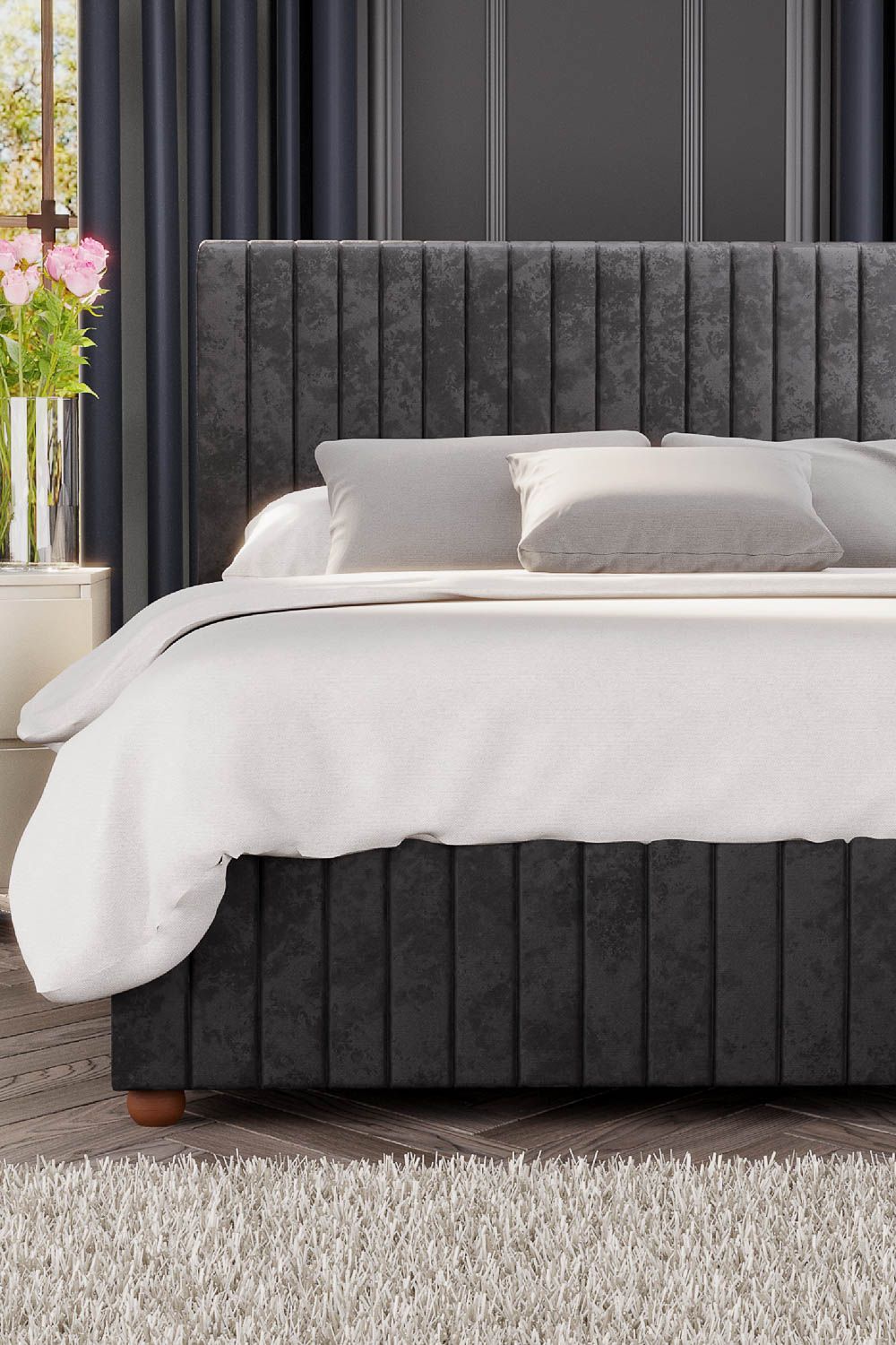 Laurence Llewelyn-Bowen Estella Ottoman Storage Bed in Mirazzi Velvet Fabric, Custom Made