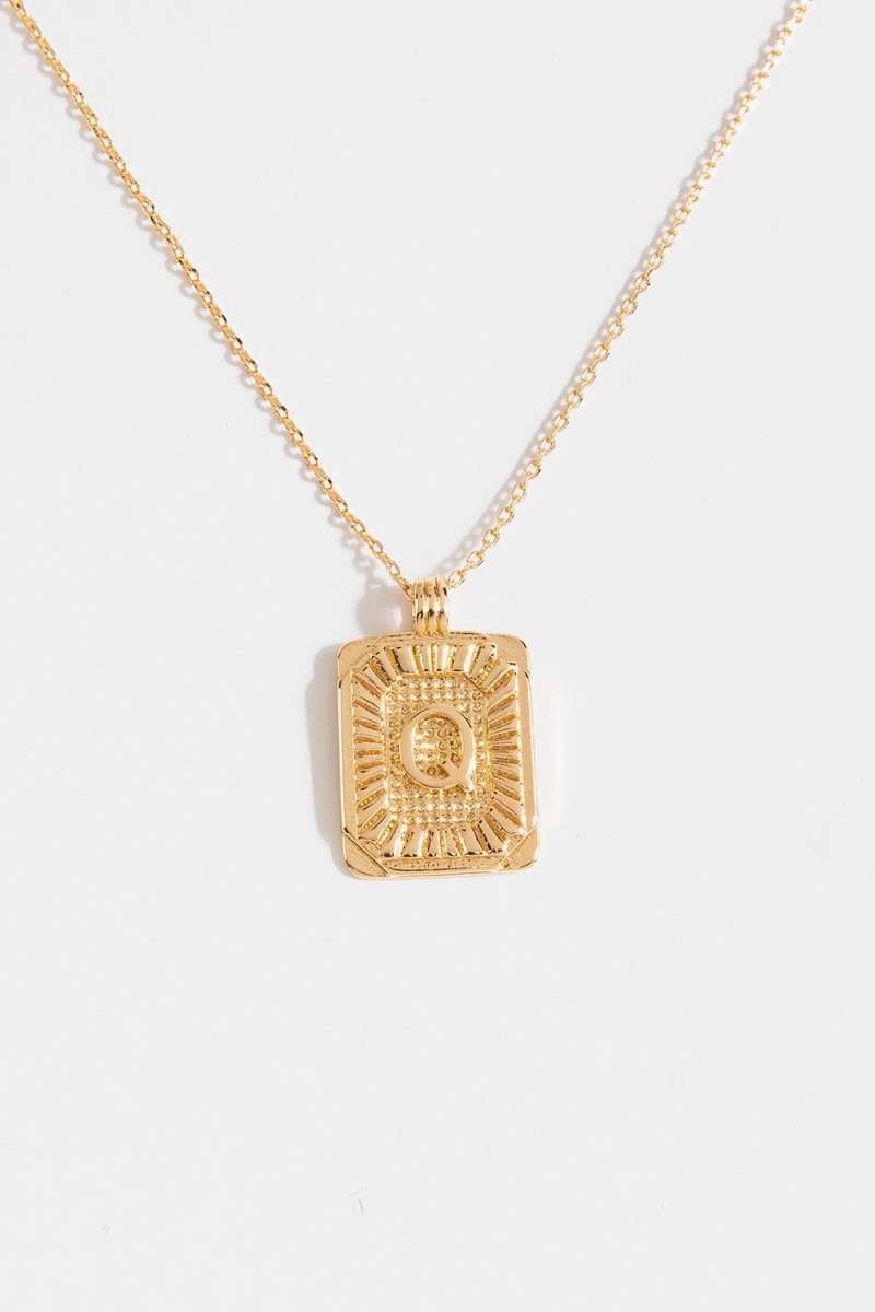 Initial ID Tag Pendant Necklace
