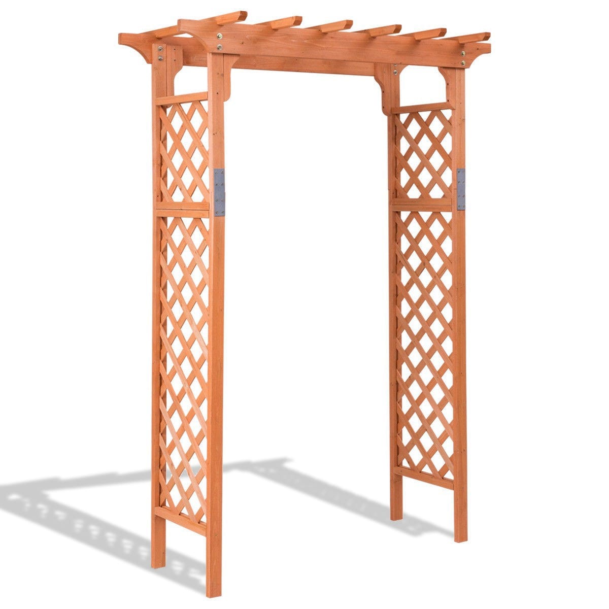 7 ft Wooden Garden Arbor Trellis Pergola Arch Outdoor Wedding Arbor for Climbing Plants