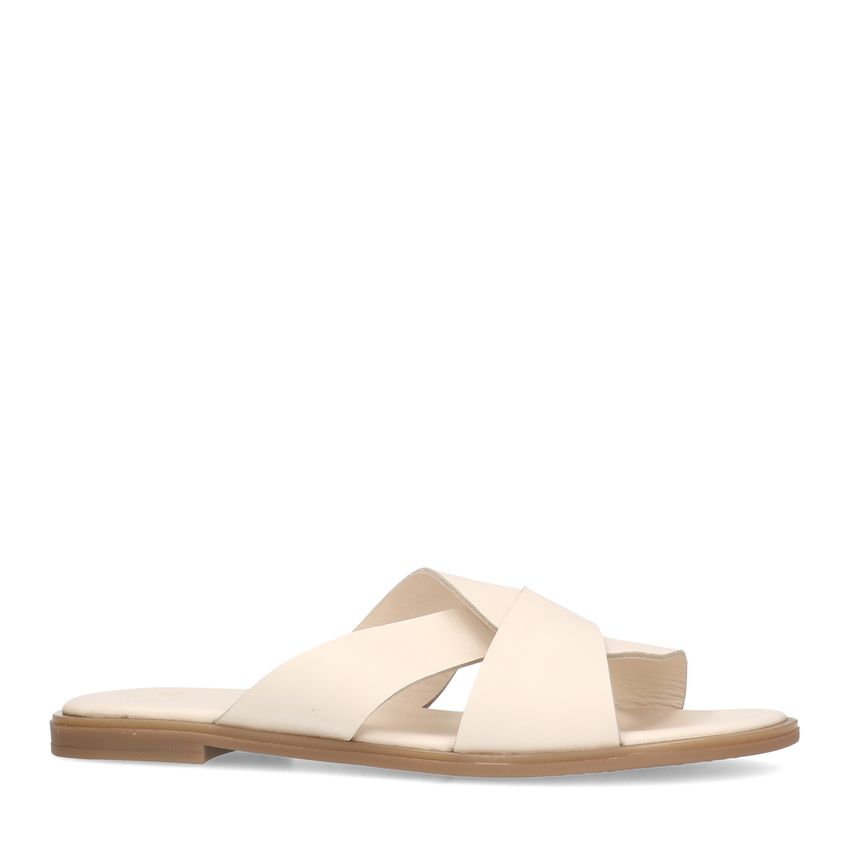 Manfield Witte leren slippers
