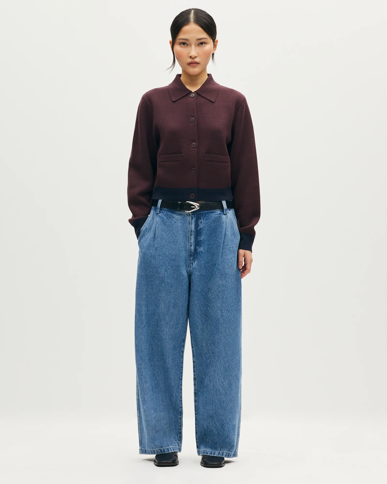 Cardigan bicolore en laine