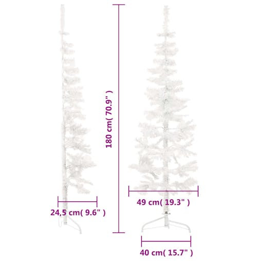NNEVL Slim Artificial Half Christmas Tree with Stand White 180 cm