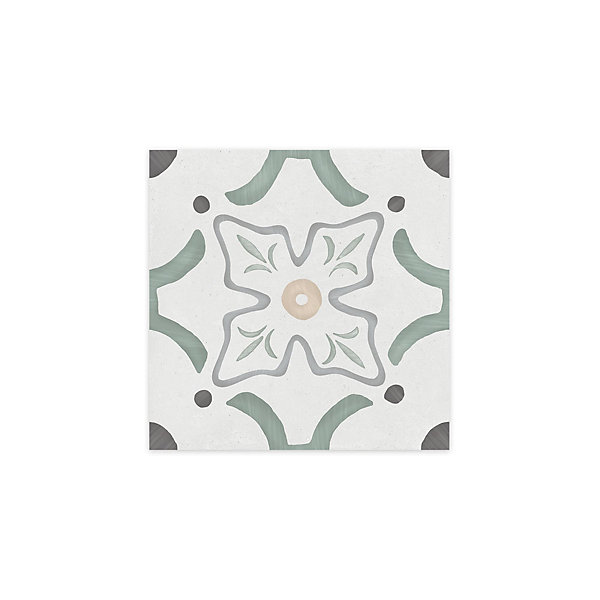 Carrelage effet Carreau ciment Sorella Vert 22,3x22,3x0,9 cm Ventoril - Sol et mur intérieur (vendu par carton de 0,65 m²) - RO'MA