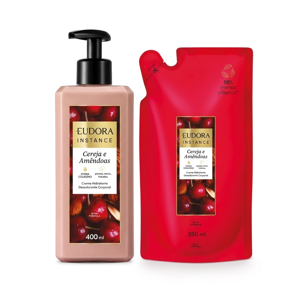 Combo Instance Cereja e Amêndoas: Loção Corporal 400ml   Refil 350ml