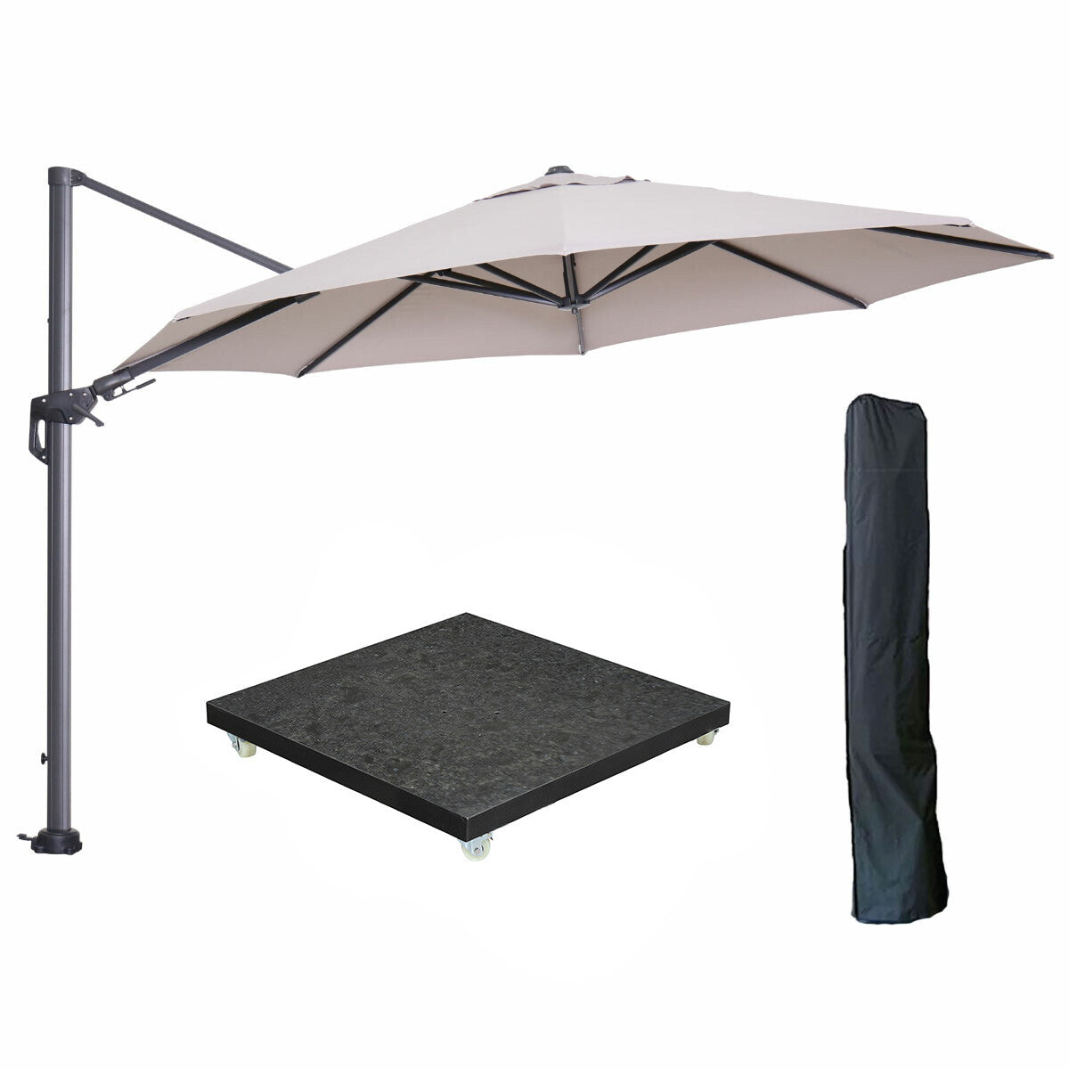 Garden Impressions zweefparasol Hawaii zand 350x350 cm   90 kg voet en hoes