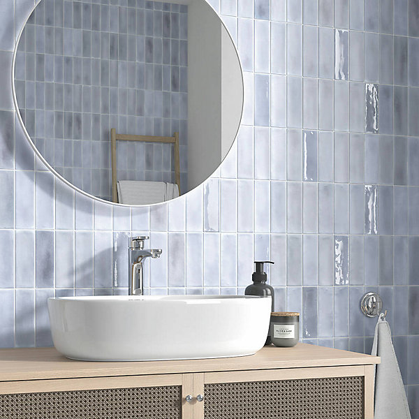 Carrelage Mural Mini Metro 5x15cm Premium. Beret Lavander Matt