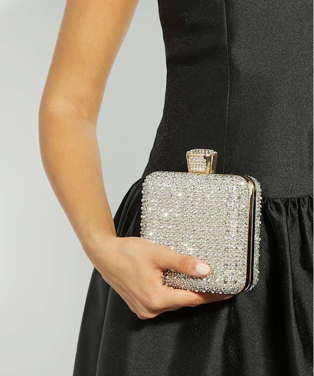Elida Silver - Embellished Box Clutch Bag
