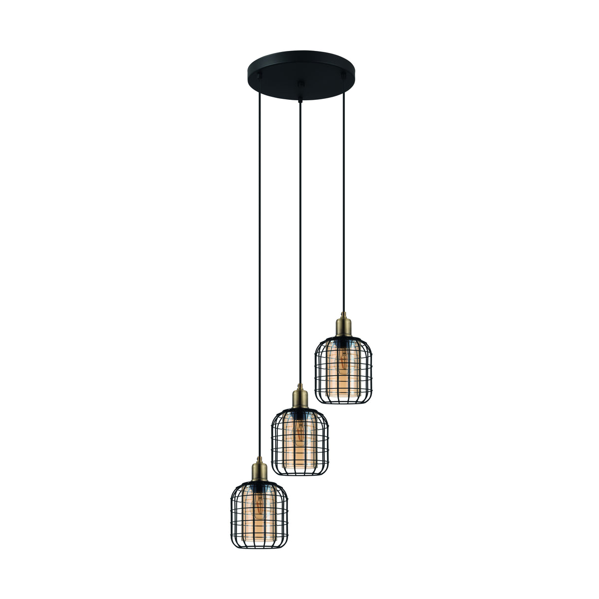 EGLO hanglamp Chisle - e27 - ø 42,5 cm - glas - zwart/amber