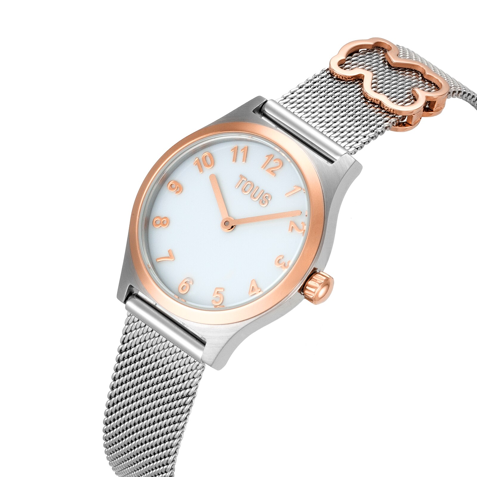 Reloj analógico con brazalete de acero con motivo, acero rosado y esfera de nácar con motivos EPIC ICON KDT