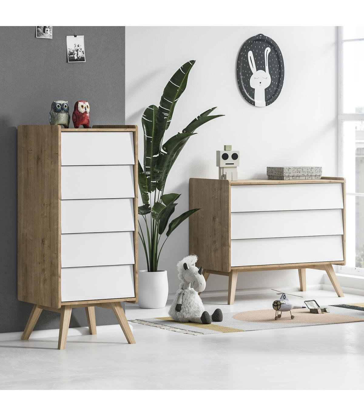 VINTAGE - Commode 3 Tiroirs Pieds en Chêne L100 cm