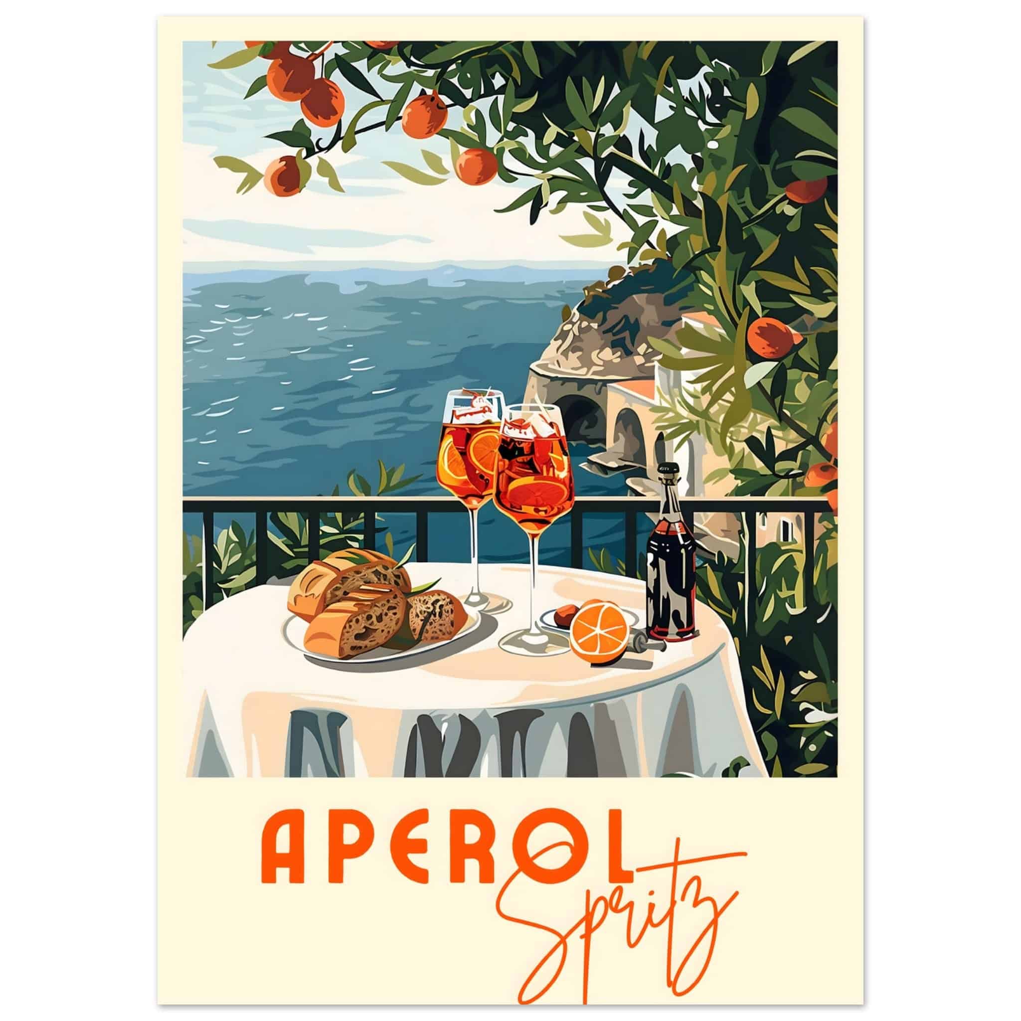 Artfulprints Poster Aperol Spritz - Cocktail with a view  - 50x70 cm - Meerkleurig