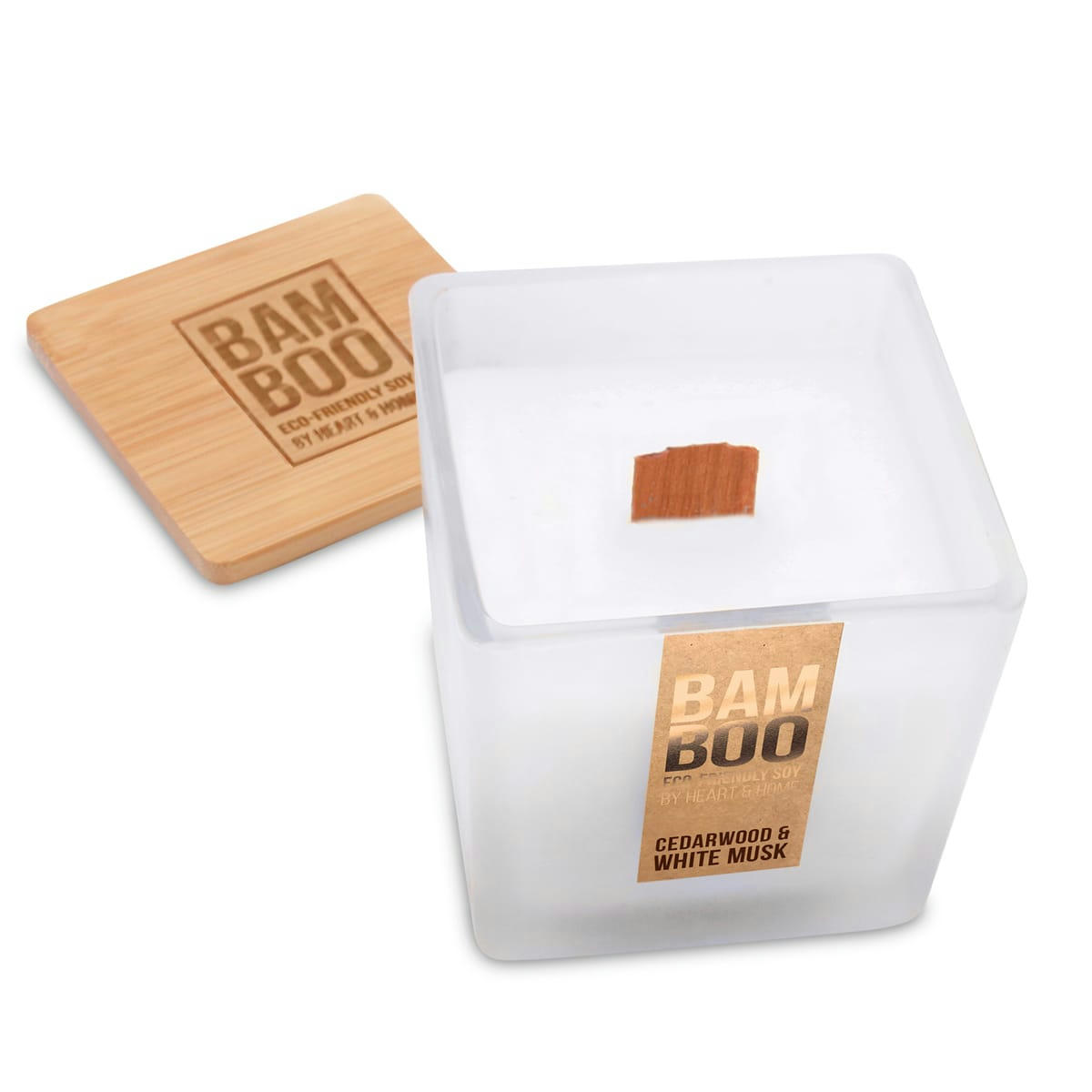 - Grande bougie éco responsable cèdre et musc blanc