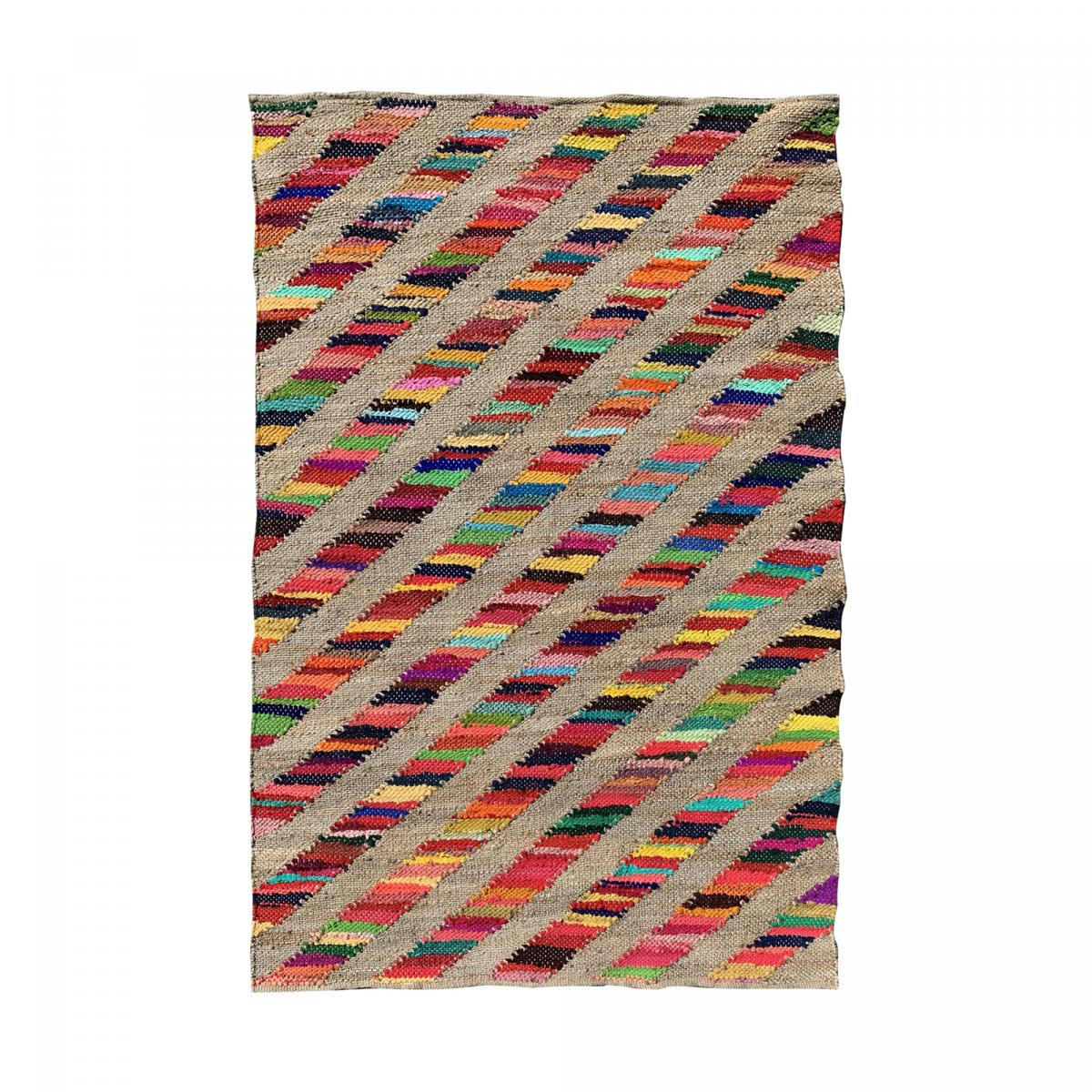 RAINBOW JUTE ET FIL RECYCLE - Tapis kilim en jute multicolore 160x230