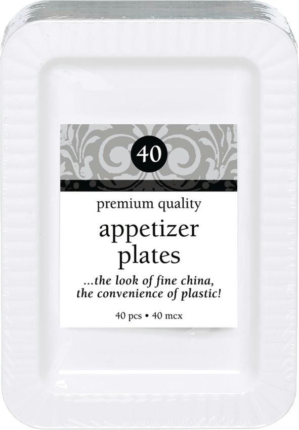 Rectangle Plastic Reusable Appetizer Plates, Assorted Colours, 7-in, 32-pk, for Christmas/New Year's Eve/Birthday Party/Halloween