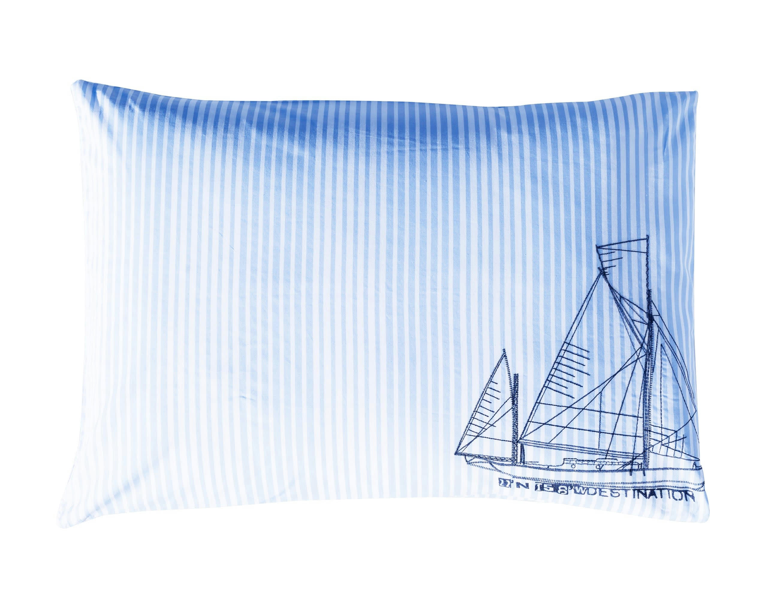 DESTINATION - Taie d'oreiller rectangulaire en coton bleu