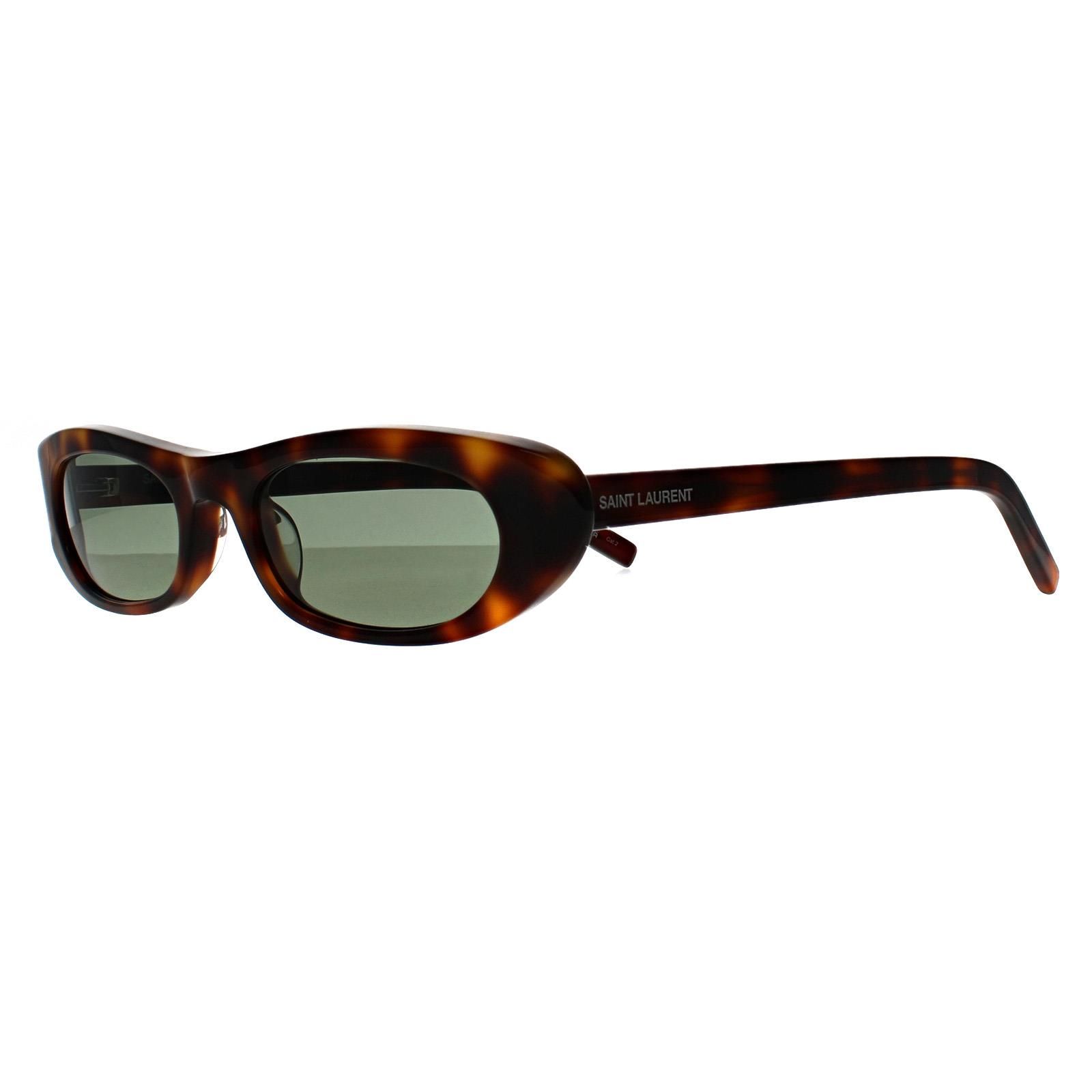 Saint Laurent Rectangle Shiny Dark Havana Green SL557