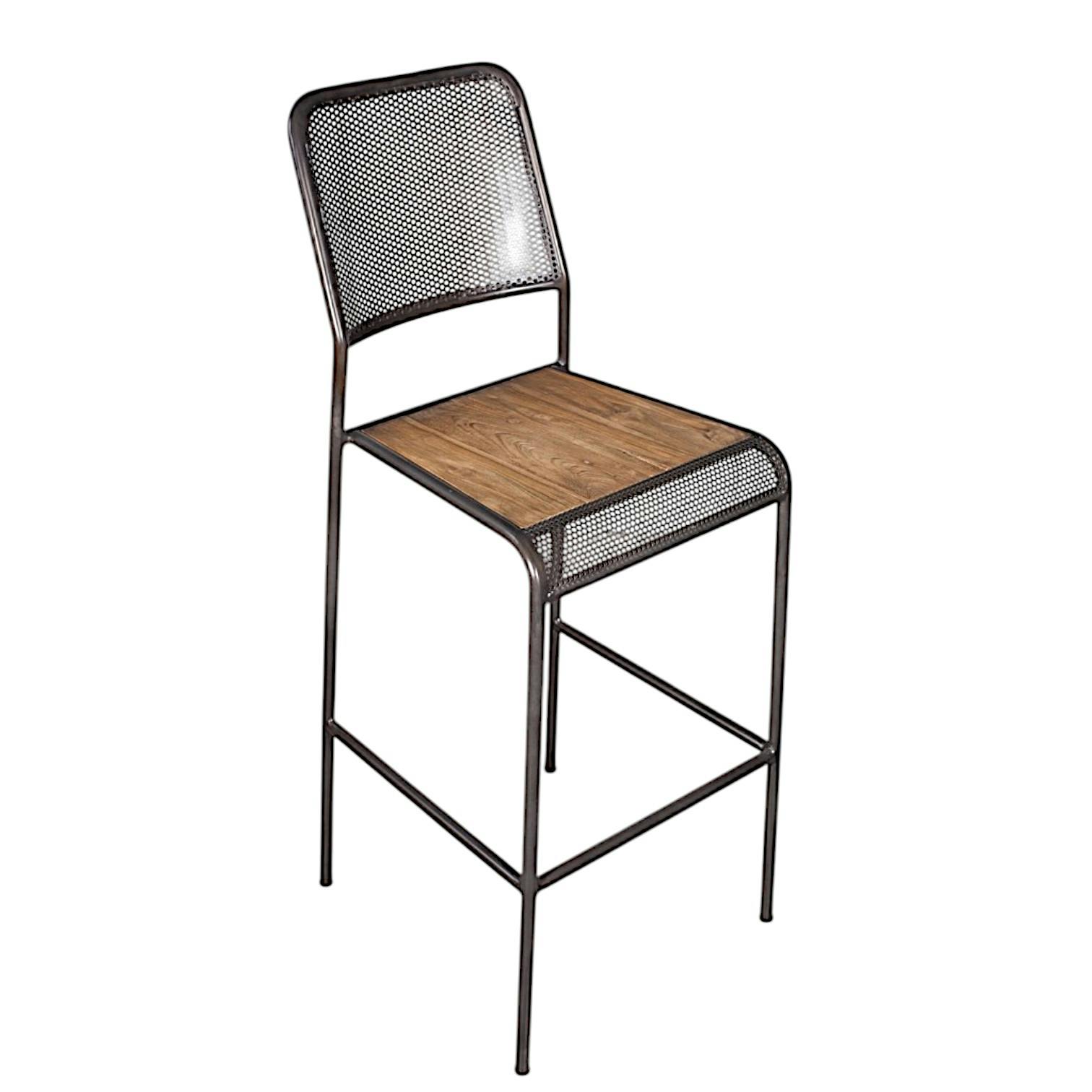Chaise de bar métal recyclé perforée 46x49x112cm CARAVELLE