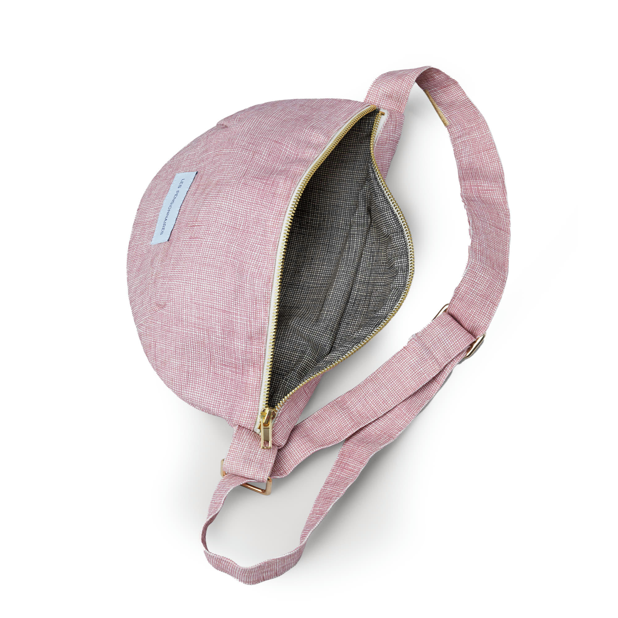 - Sac banane en toile de coton bio bois de rose quadrillé