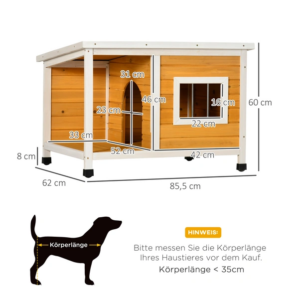 Hundehütte, Terrasse, LxBxH: 85,5x62x60 cm, orange