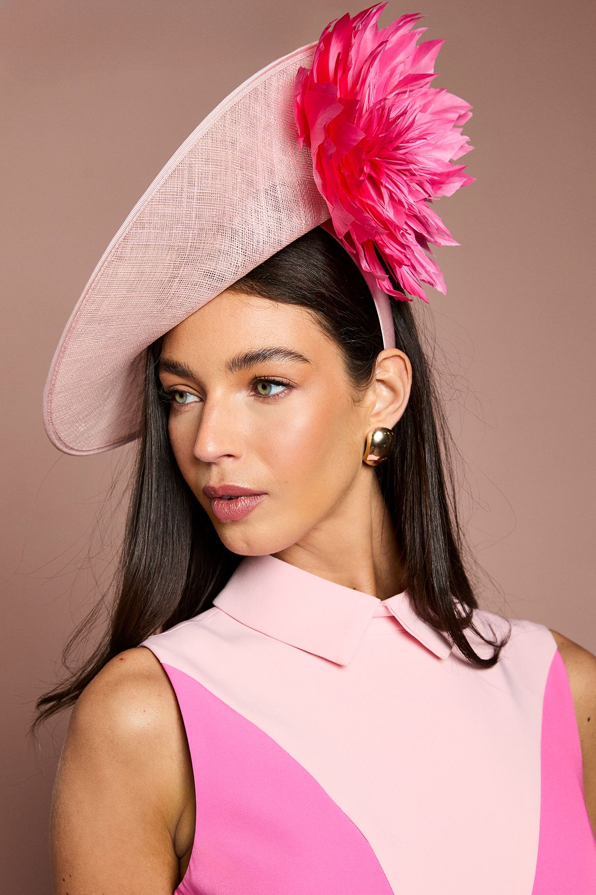 Coast Lisa Tan Side Facing Feather Detail Fascinator