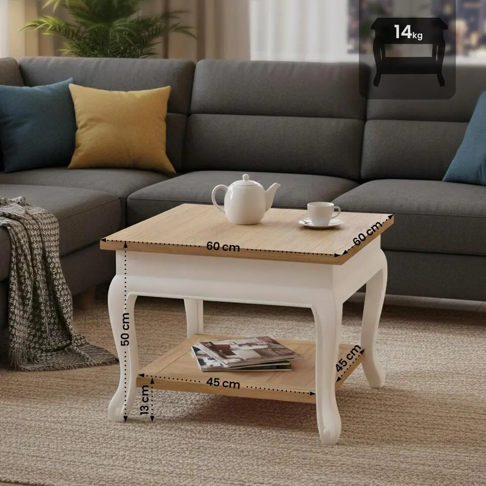 CLP Salontafel Thordis wit Frame - Hout - natura/wit