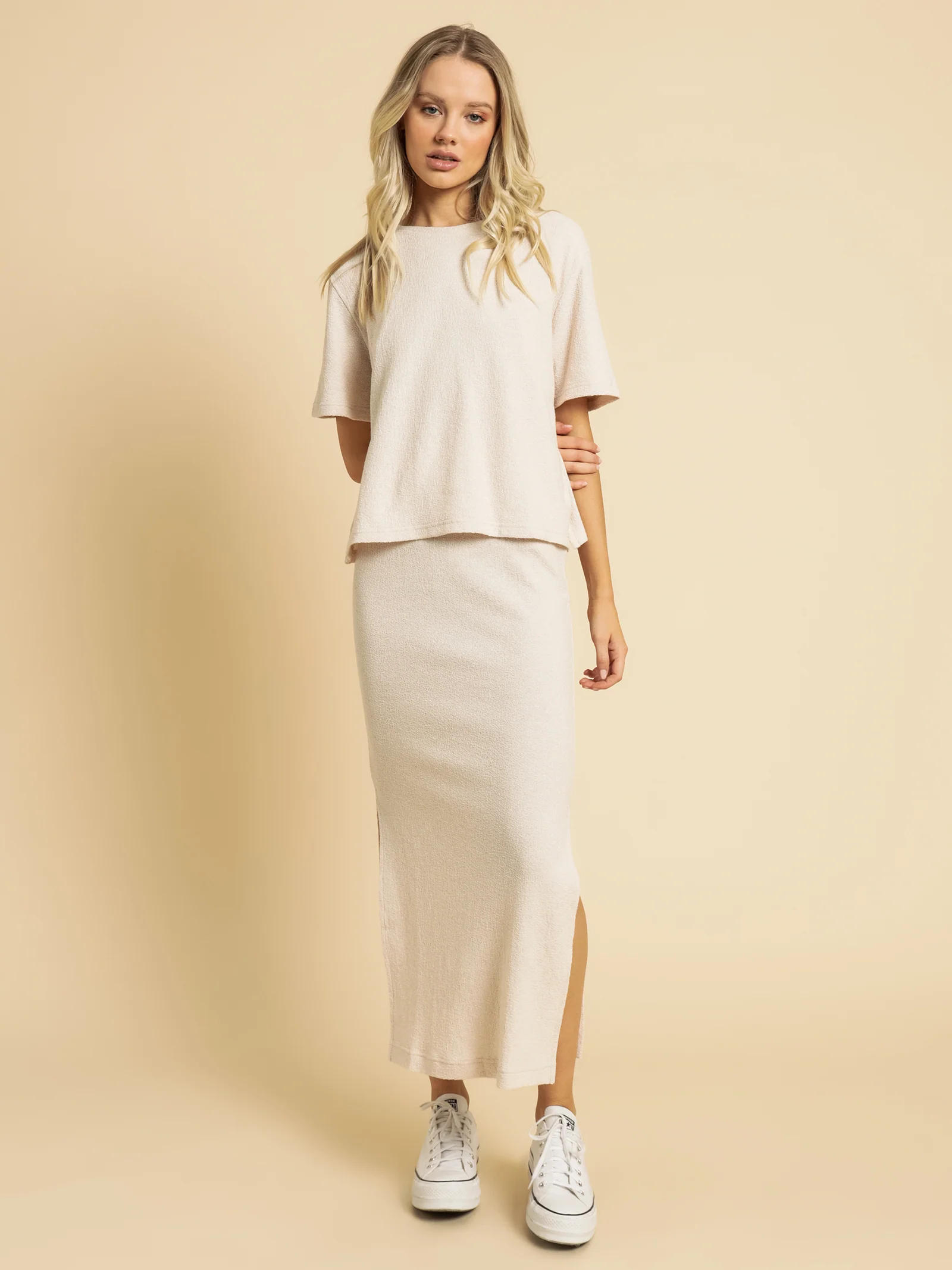 Bowie Textured Midi Skirt