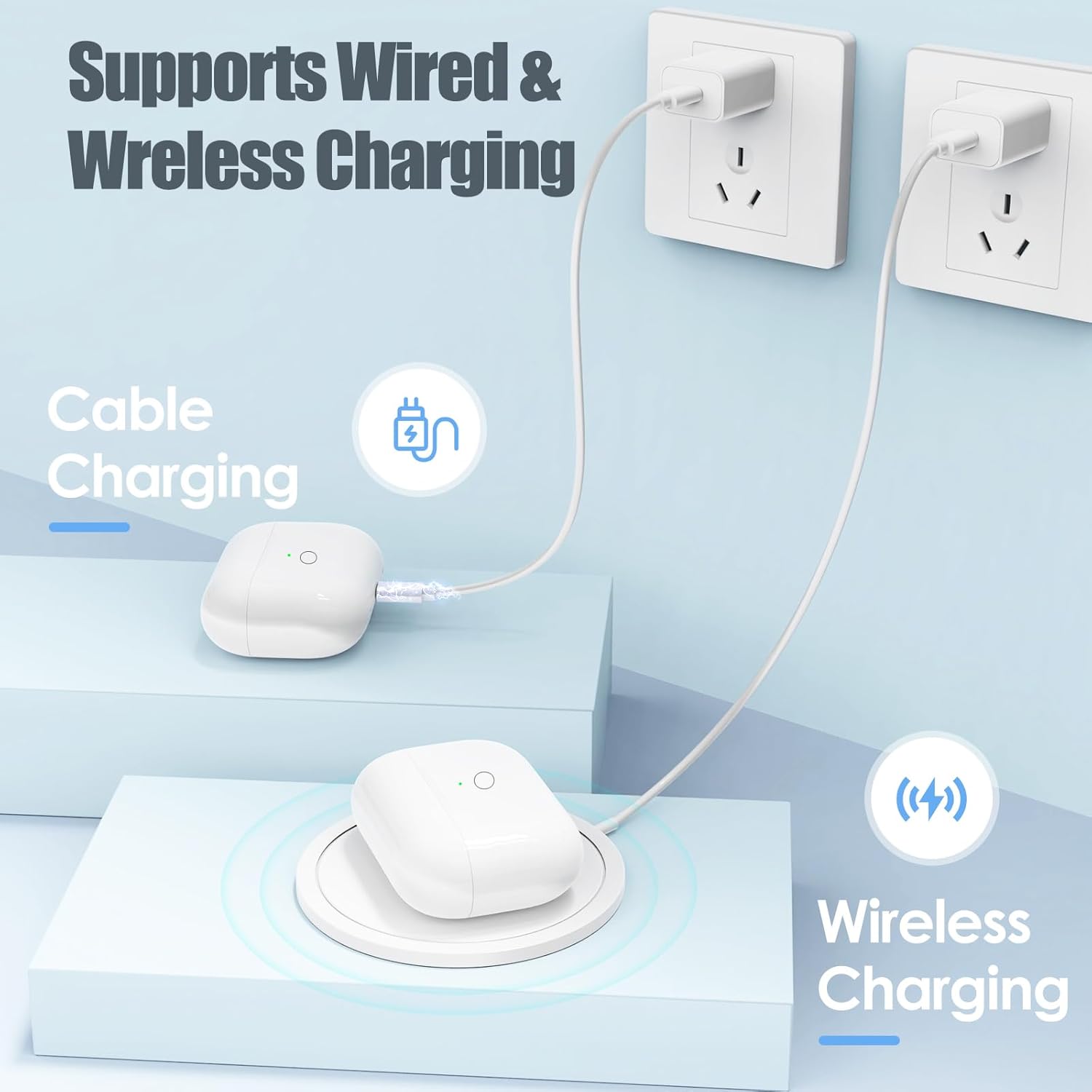 Wireless Charging Case for AirPod Pro 1/2 Gen Only, Compatible with AirPods Pro 1st and Pro 2nd Case Replacement Charger Cases (No Earbuds)
