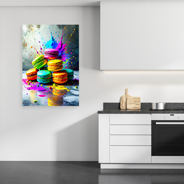 Obraz do kuchni jadalni, Kolorowe Makaroniki Ciastka 20x30