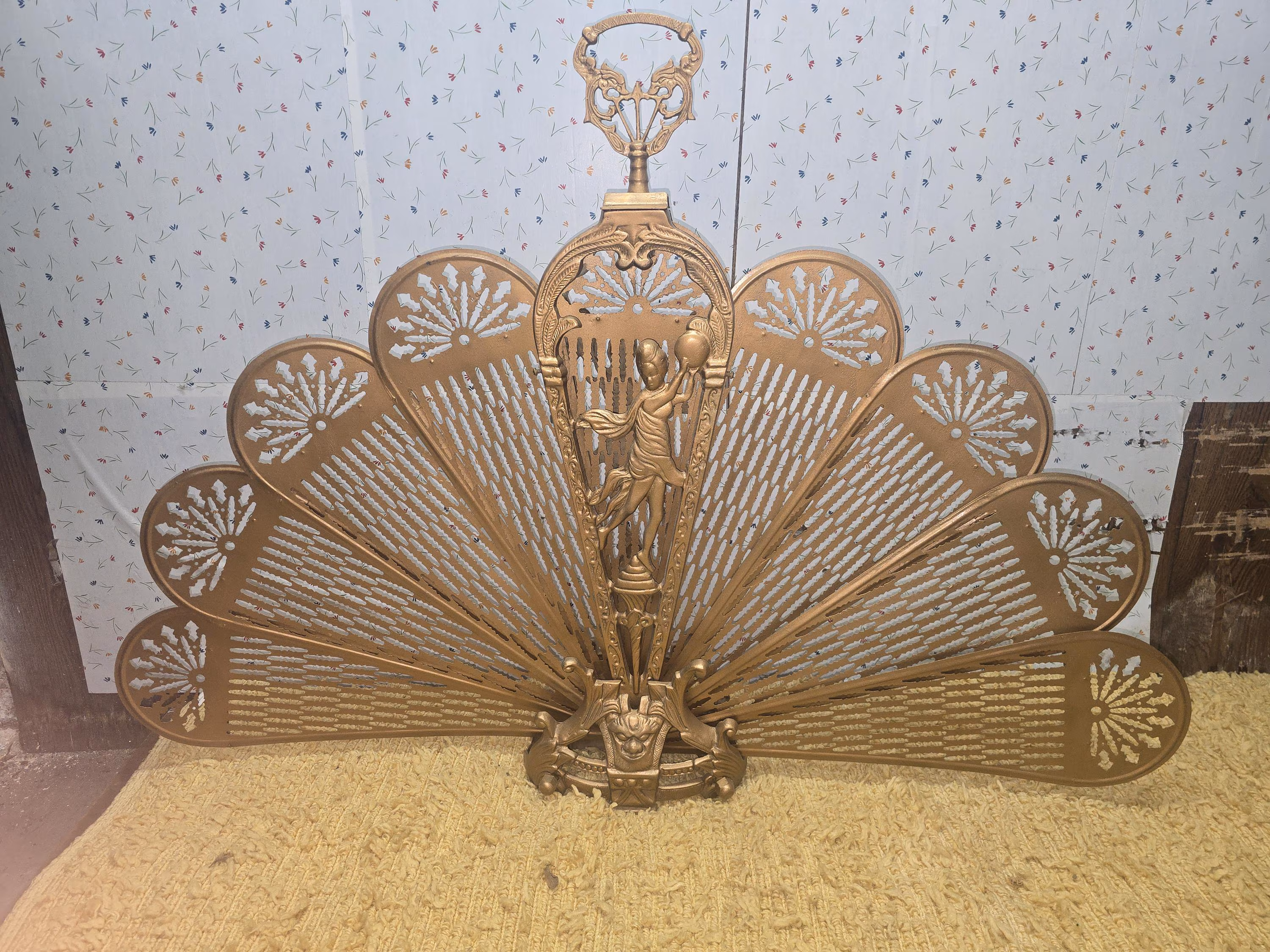 Metal Peacock fireplace screen