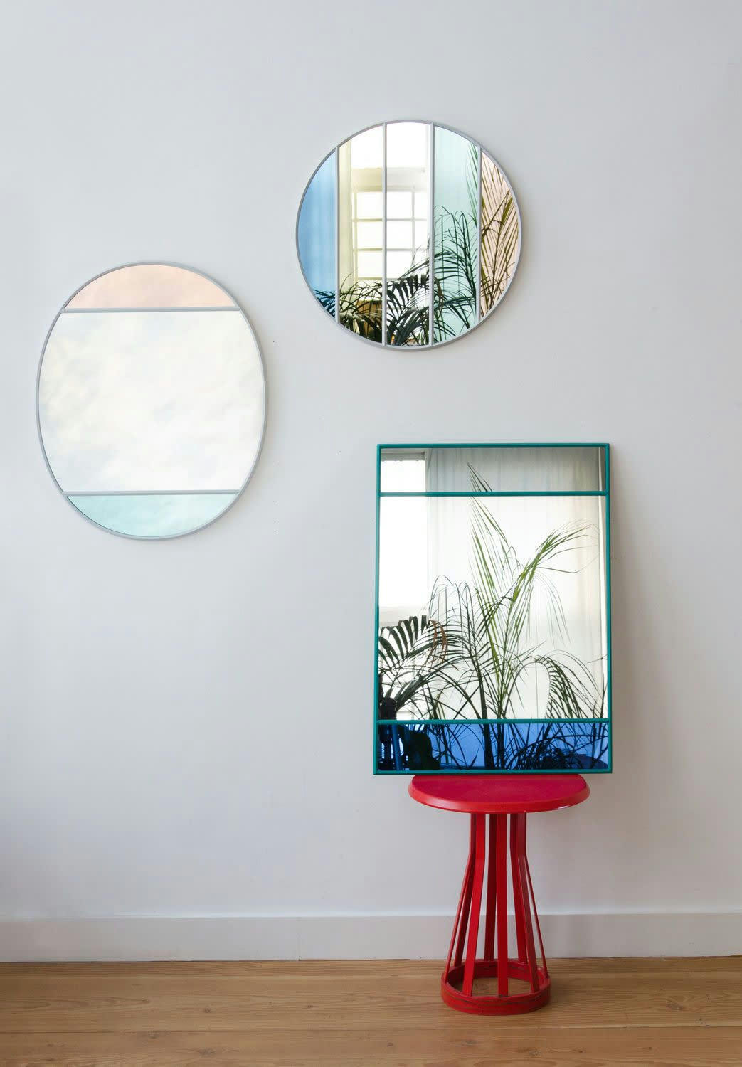 VITRAIL - Miroir vitrail ovale gris clair 60x50cm